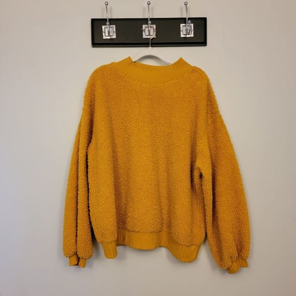 Anthropologie Mustard Yellow Fleece Sweatshirt - Picture 2 of 6